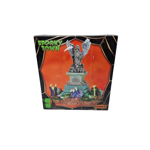 Lemax Spooky Town Angel Of Death Animated Graveyard WORKS 2013 Retired # 34603 - Picture 1 of 16